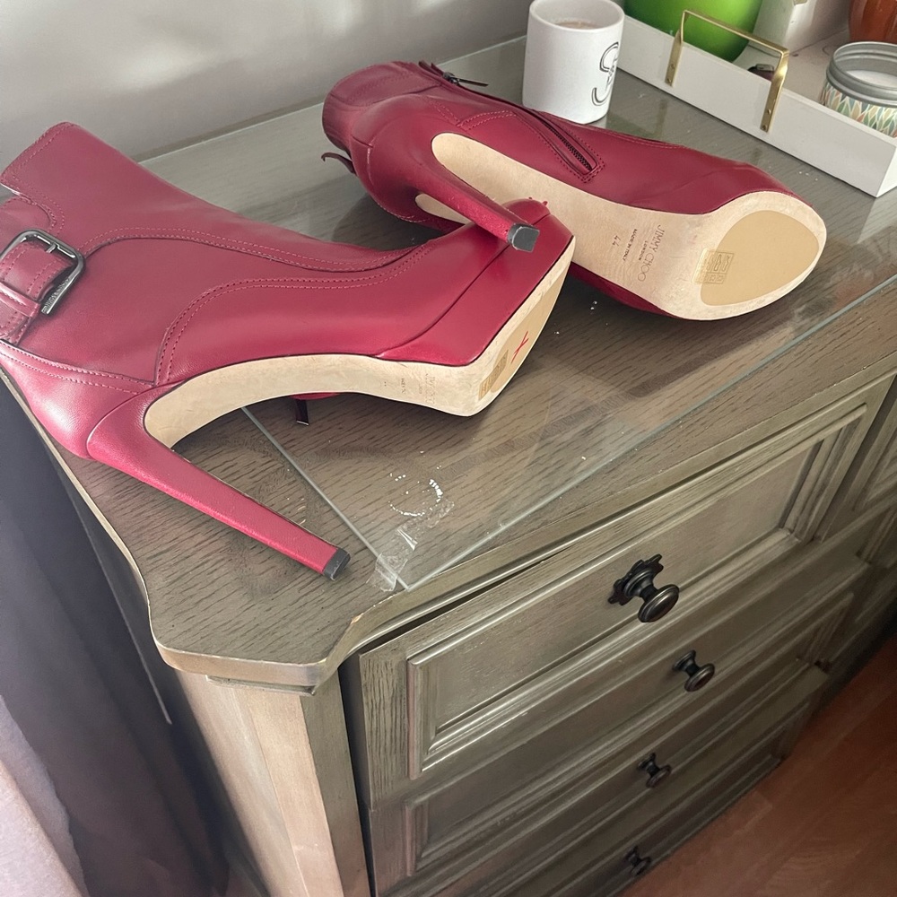 Red brand new never worn Jimmy Choo boots